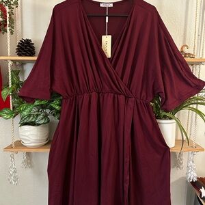 Burgundy knee length dress